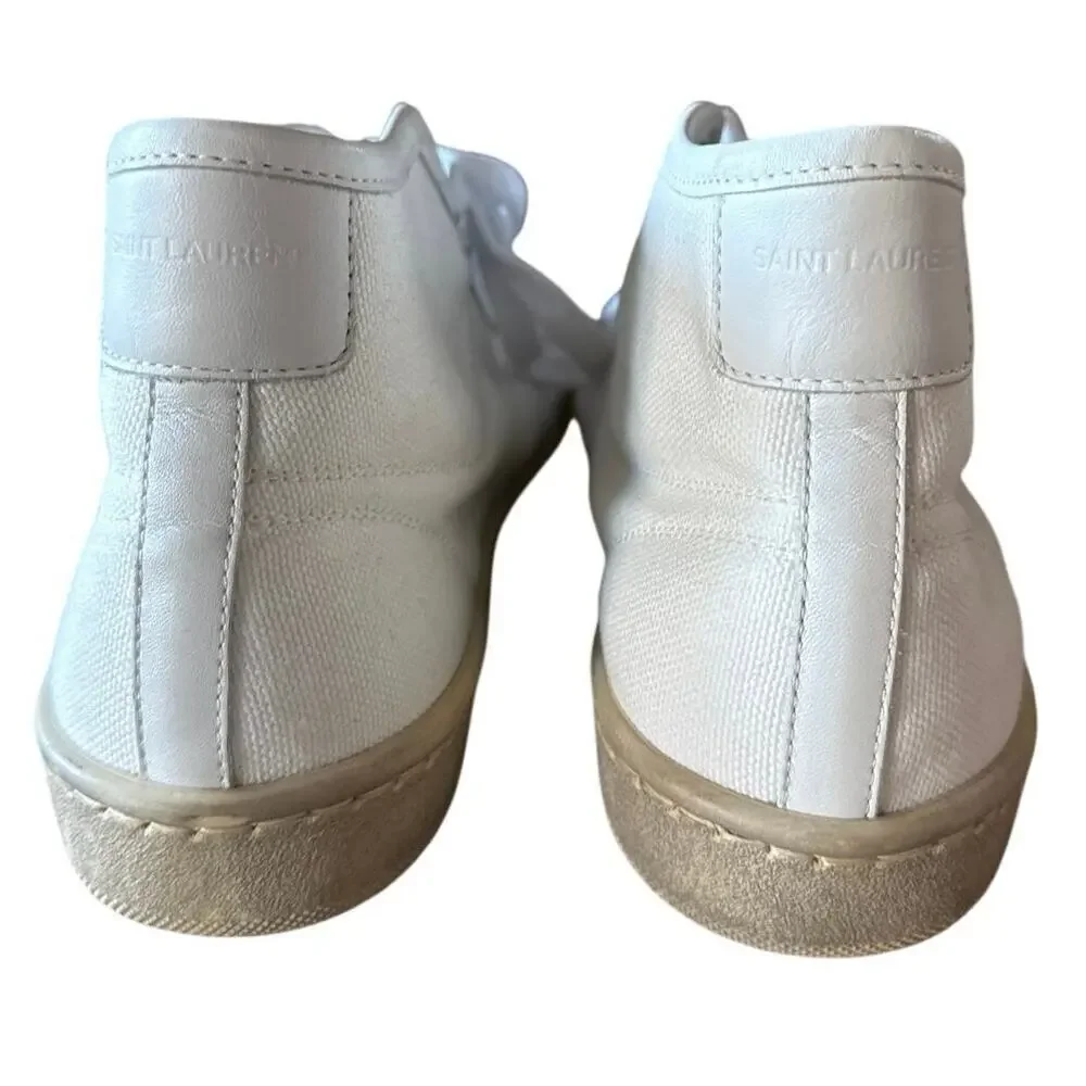 Saint Laurent White SL/39 Mid-Top Canvas Fashion Sneakers Size EU 36 US 6 - Picture 6 of 10